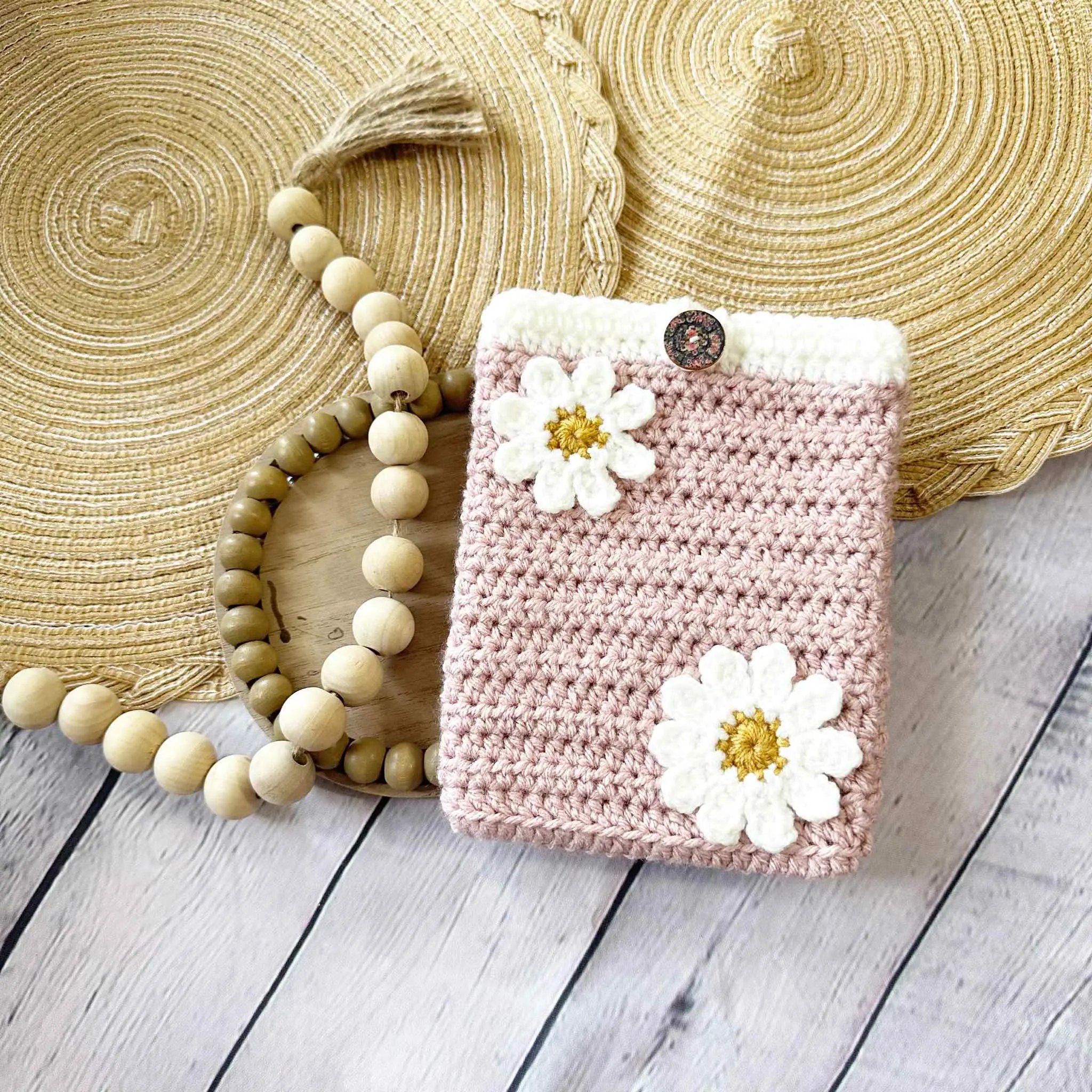 crochet 6" or 7" kindle sleeve | cute daisy tablet sleeve