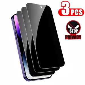 3Pcs Privacy Screen Protector for iPhone 16E 13 14 15 16 17 Air Pro Max Plus Full Coverage Anti Spy 9H Hardness Tempered Glass Film Case Friendly Protection Shockproof Anti-Fingerprint