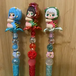 Flower doll colorful Beadable full rhinestone pens