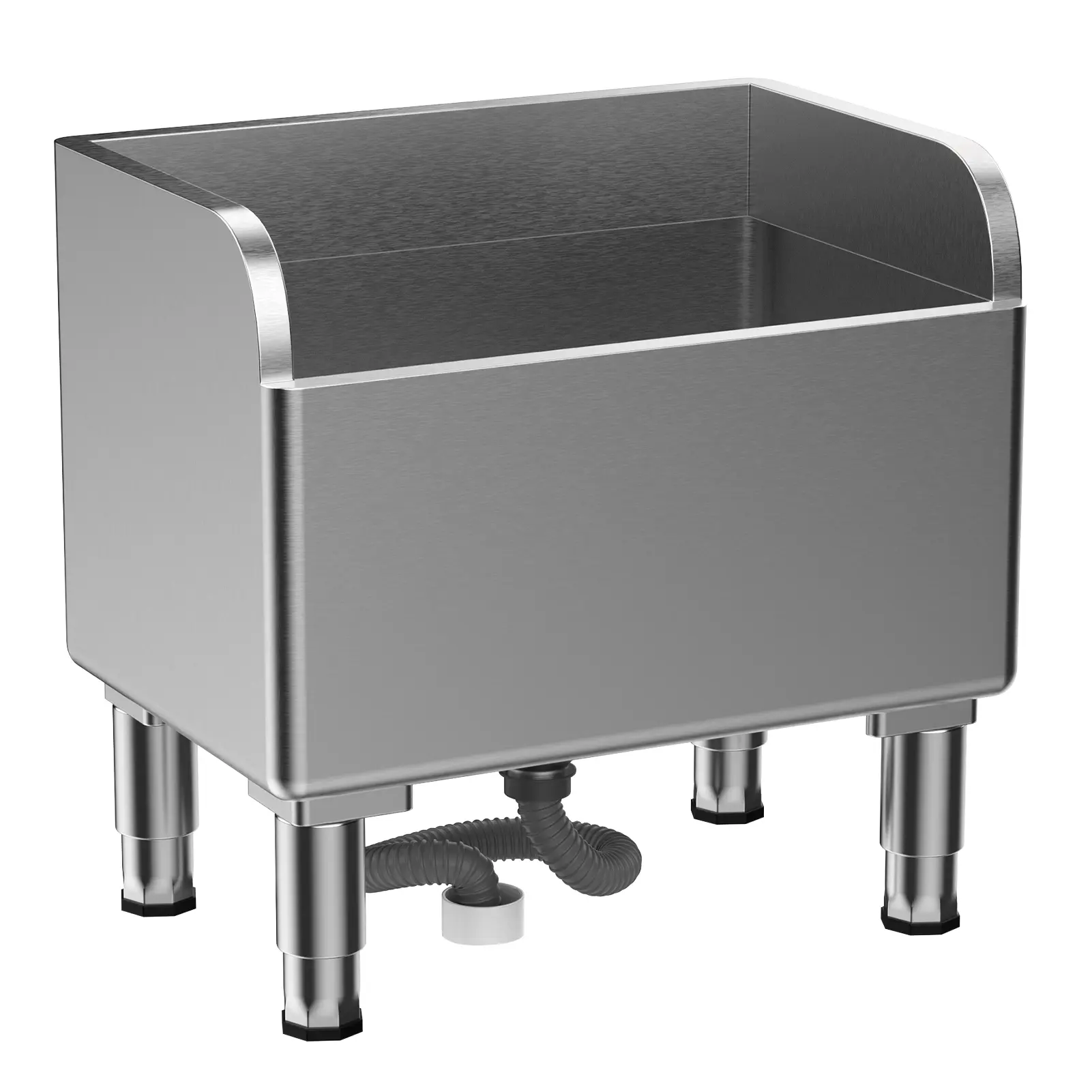 23.6in Rectangle Mop Sink - Commercial Durable Stainless Steel Floor Sink, Leak-Proof Room Service/Laundry Cleaning Basin for Schools, 60x41x55cm with Assembled Mop