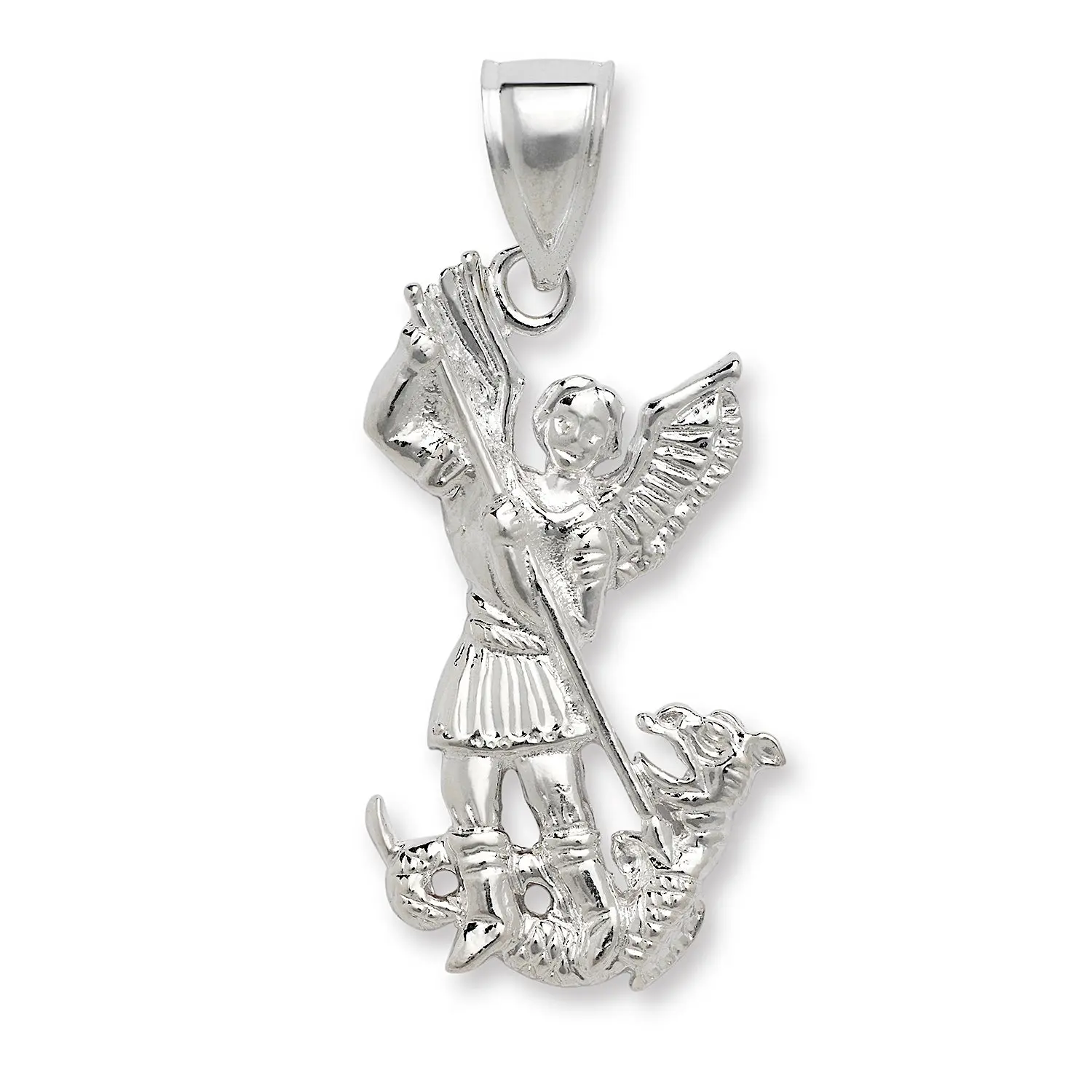 BETTER JEWELRY St. Michael Guardian Medallion - .925 Sterling Silver Vintage Handmade Religious Pendant, Auspicious 34mm Height, 20Mm, 5.45G, Unisex Jewelry for Adults, Anniversary Gift for All Seasons
