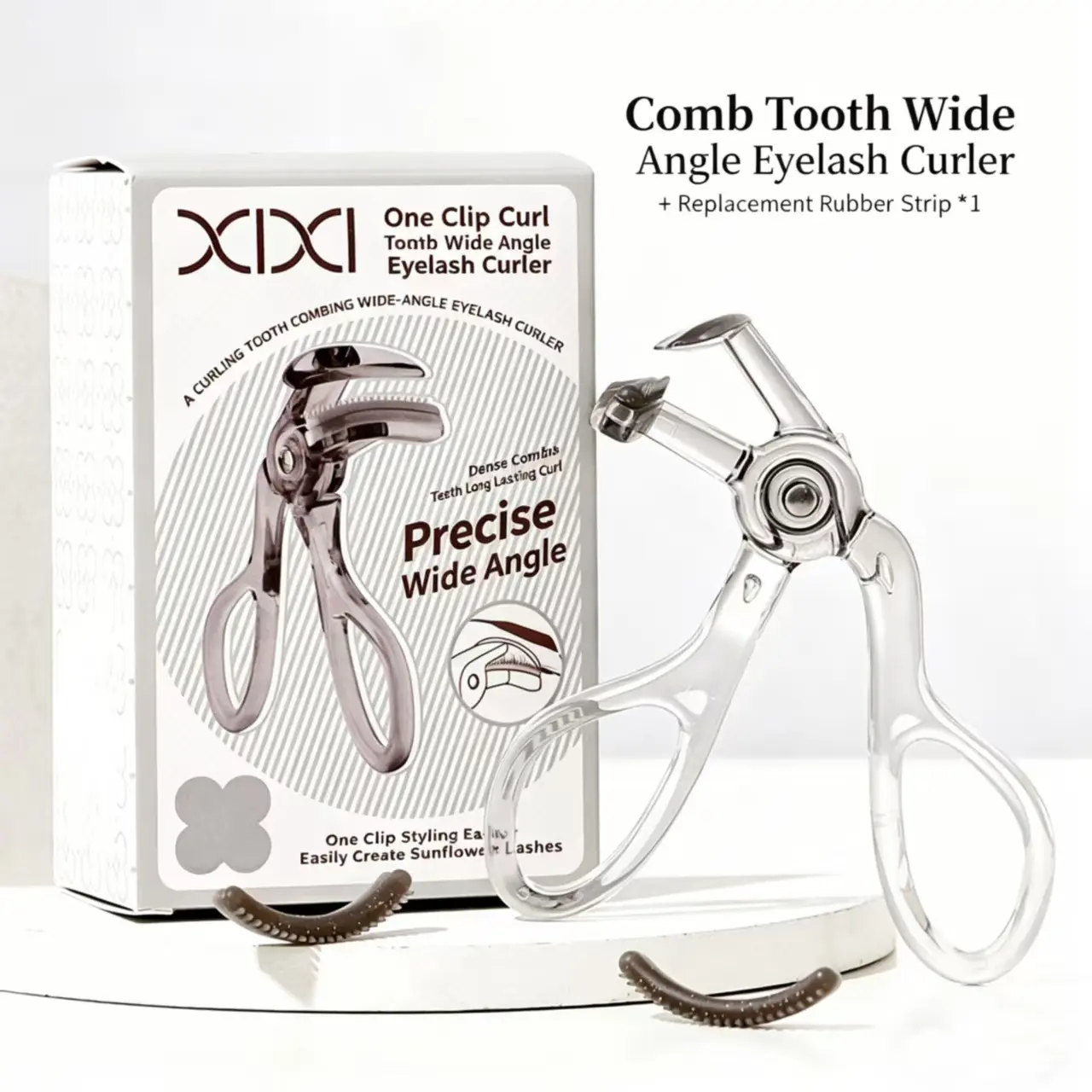 All-in-One 2 Pieces XIXI Wide-Angle Eyelash Curler with Built-In Comb Lashlift