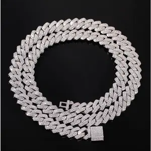 Cuban Link Chain Mens Iced Out Miami Cuban Necklace Silver Gold Bling Diamond Hip Hop Jewelry for Women Thick Iced Chain Versatile Design