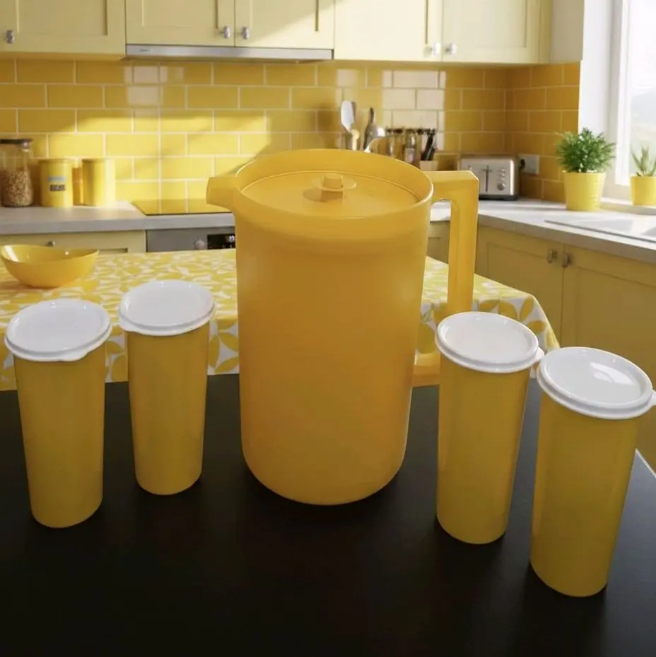 yellow pitcher and glasses set yellow pitcher and glasses set