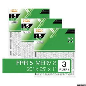 20 in. x 25 in. x 1 in. Standard Pleated Furnace Air Filter FPR 5, MERV 8 (3-Pack)