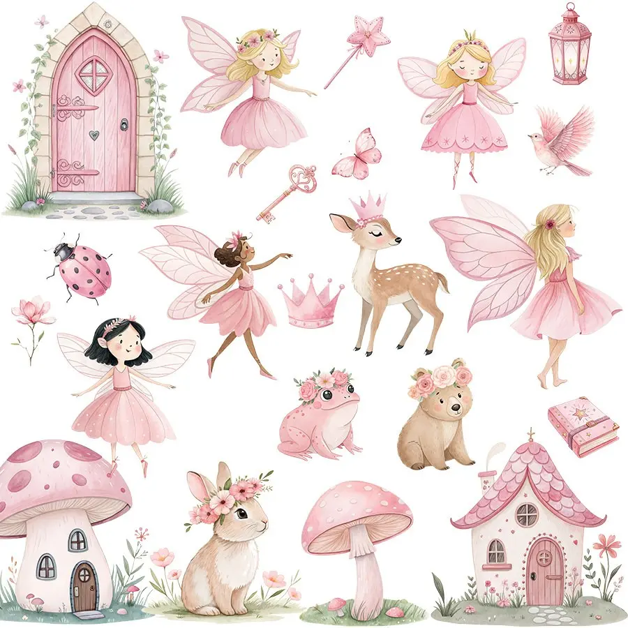 3 Sheets Magical Garden Fairies Fairytale Fantasy DIY UV DTF Rub On Transfer Stickers Crafts, Accessories, Junk Journal, Tumbler Glass Jars, Coffee Mugs Cup Wraps, Laptops Phone Cases, Greeting Cards Decal Stickers, Illustration, Scrapbooking, Home Decor