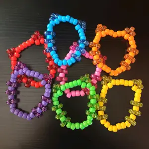 Multicolored rainbow cat kandi single bracelets