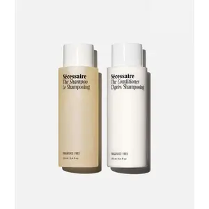Nécessaire The Hair Duo - Shampoo and Conditioner Set 2 x Full-Size. The Shampoo + The Conditioner. Hyaluronic Acid + Vitamin B Complex. Fragrance-Free. Approved by the National Eczema Association.