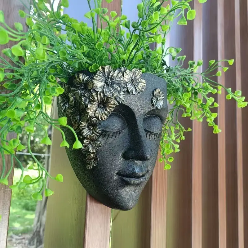 Modern Face-Shaped Wall-Mounted Planter, Garden Planters, Resin Face Plant Pot, Outdoor Garden Decor, Easy Installation, Spring Home Decoration, Wall Plant Holder