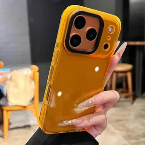 Luxury Transparent Airbag Phone Case For iPhone 17Air 17 16 15 14 13 12 11  Pro MaxPlus Contrasting Bumper Shockproof TPU Cover