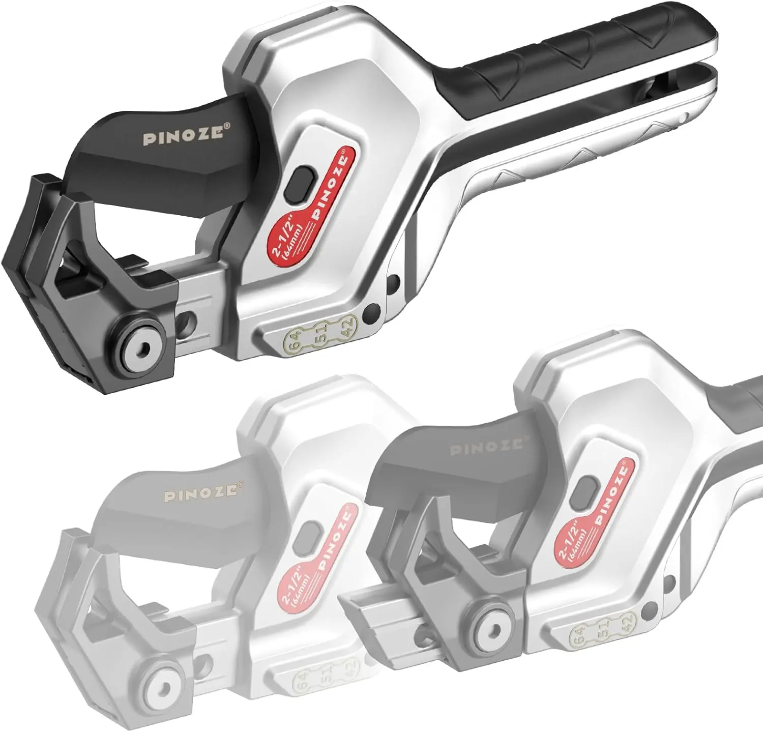 PINOZE PVC Pipe Cutter – 3 Gear Adjustable Ratchet Cutter Cuts up to 2-1/2" with SK5 Blade