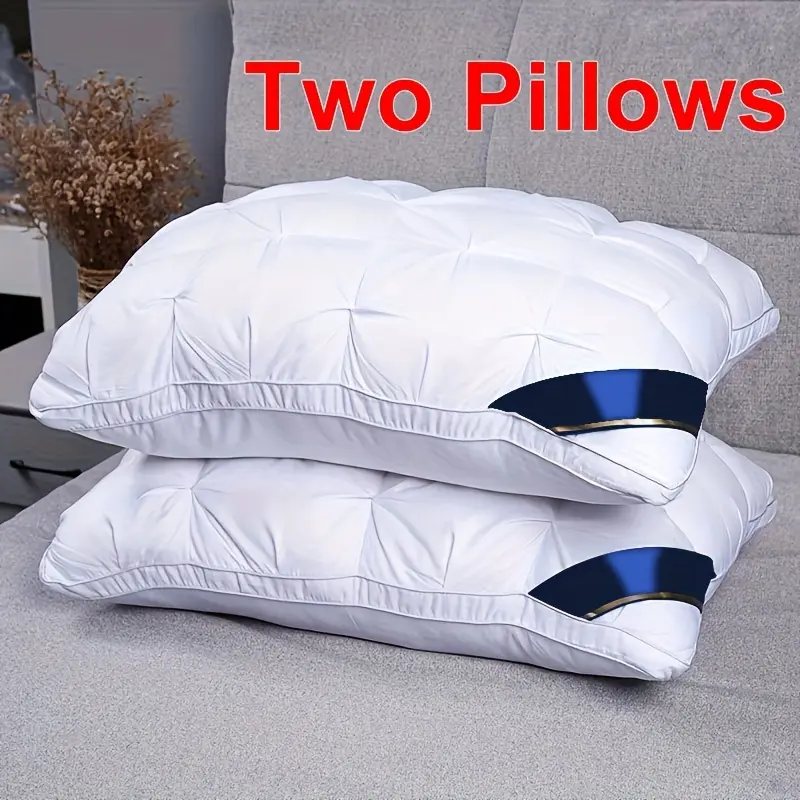 2pcs Luxury 5-Star Hotel Quality Pillows, 19x29 inches - Deep Sleep Neck Support, Four Seasons Non-Collapse High Pillow Core, Low Allergy Polyester Fiber Cover, Machine Washable, Modern Pillow Design | Soft Texture Surface, Sleeping Pillow