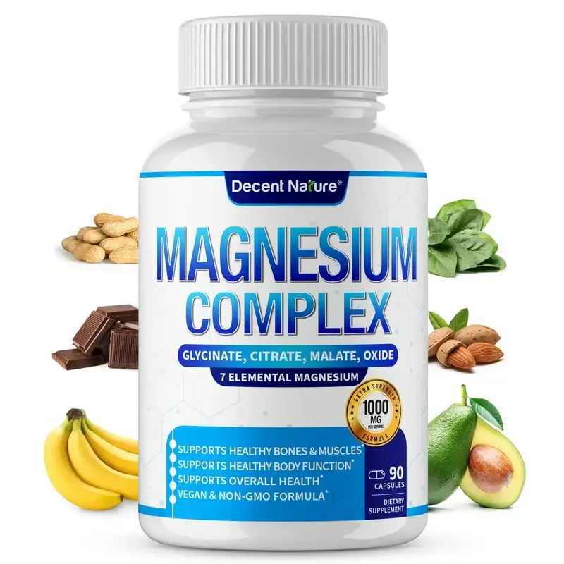 Magnesium Complex 1000mg-7Elemental MagnesiumCapsules -Vegan & Non-GMO Formula -Supports HealthyBones &Muscles