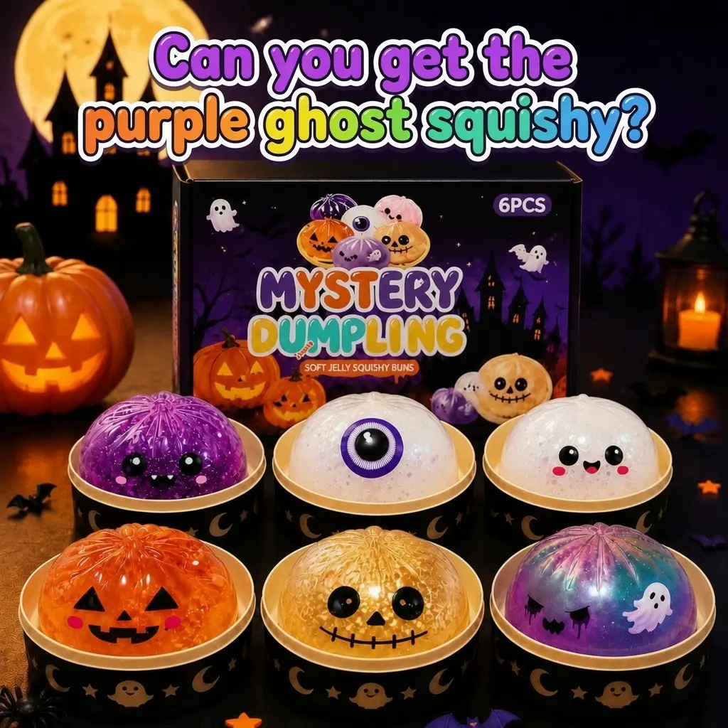 Halloween Ghost Dumpling Glitter Squeeze Toy Set, Spooky Stress Relief Squishy Fidget Toys, Portable Hand Decompression Toy, Halloween Party Favors Trick Treat Bag Fillers Holiday Gifts