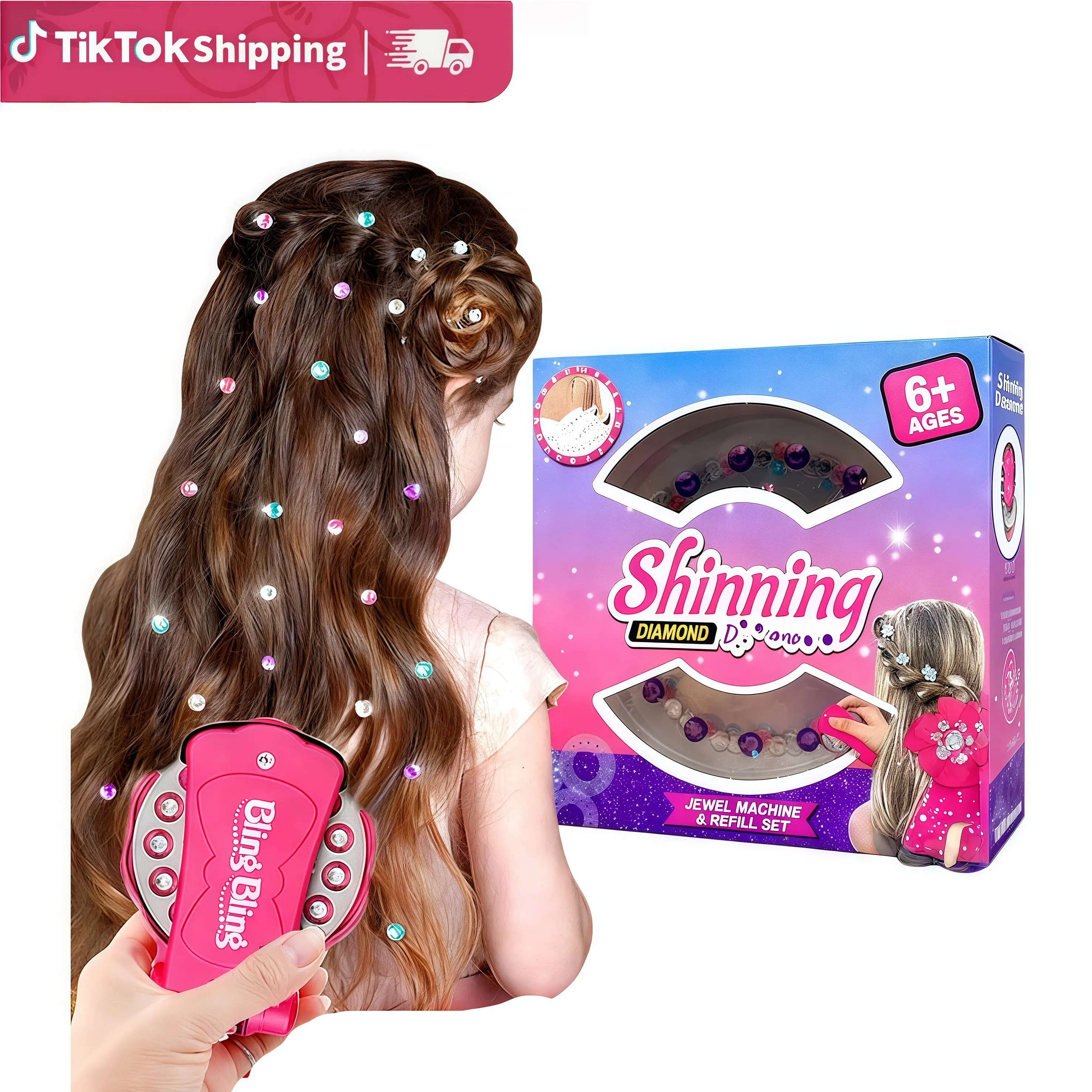Hair Gem Refill Pack, 180-Piece Glitter Rhinestone Gemstones for Luxurious, Heatless Styling - Haircare Stamper Accessory for Girls, Glamour Boost, Stamper Kit, Single Item, Youth, Glamor Boost, Hair Diamonds, Luxurious Look