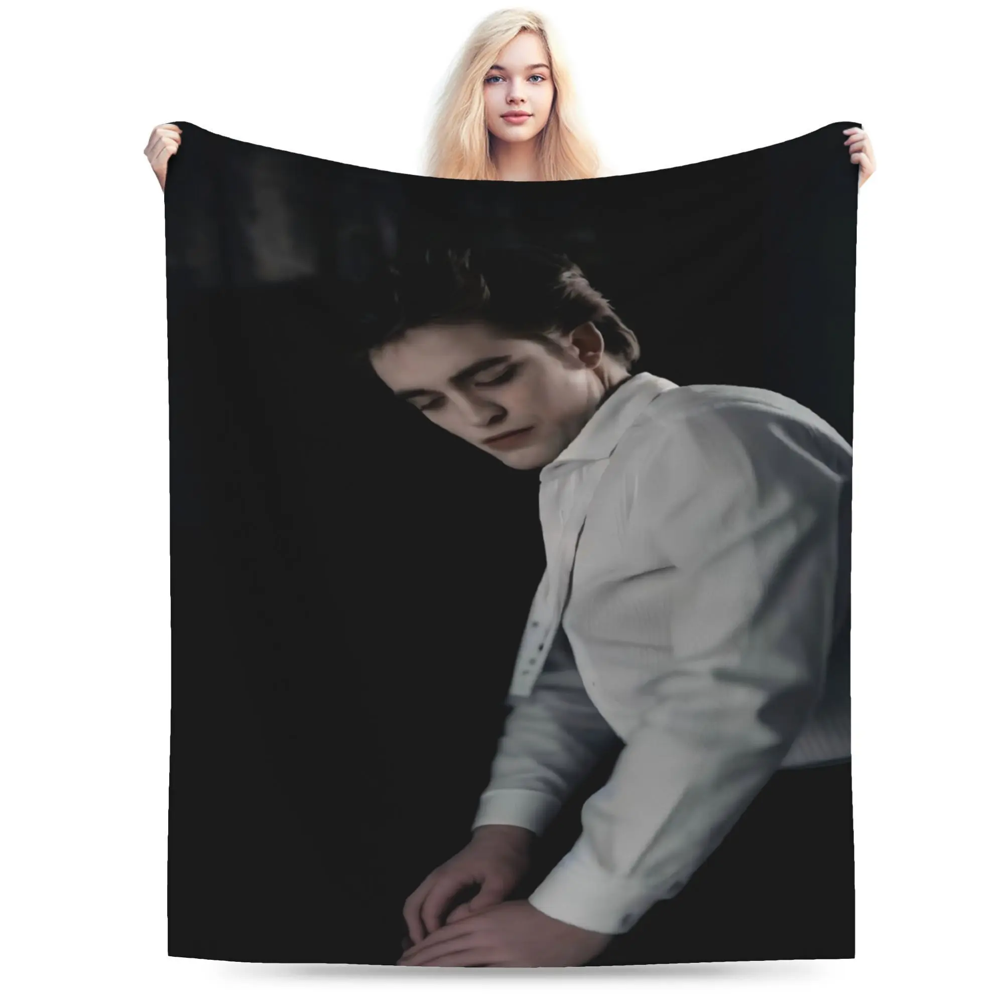 Twilight Saga Edward Cullen Piano Scene Throw Blanket, Movie Vampire Themed Cozy Blanket, Soft Fluffy Lightweight Blanket for Fans, Anti-Pilling Washable Decorative Blanket