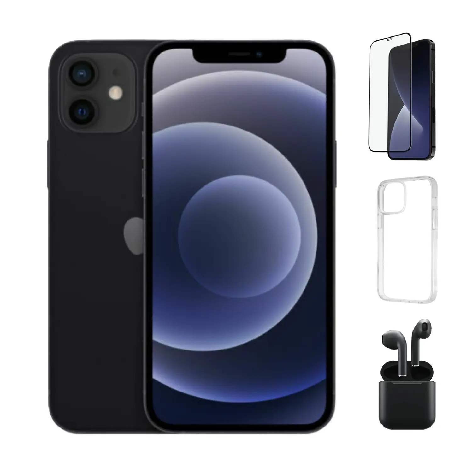 Refurbished iPhone 12 Mini (Unlocked)-Good Condition with Case, Wireless Earbuds,Tempered Glass Screen Protector & 1 Year Warranty  A2176