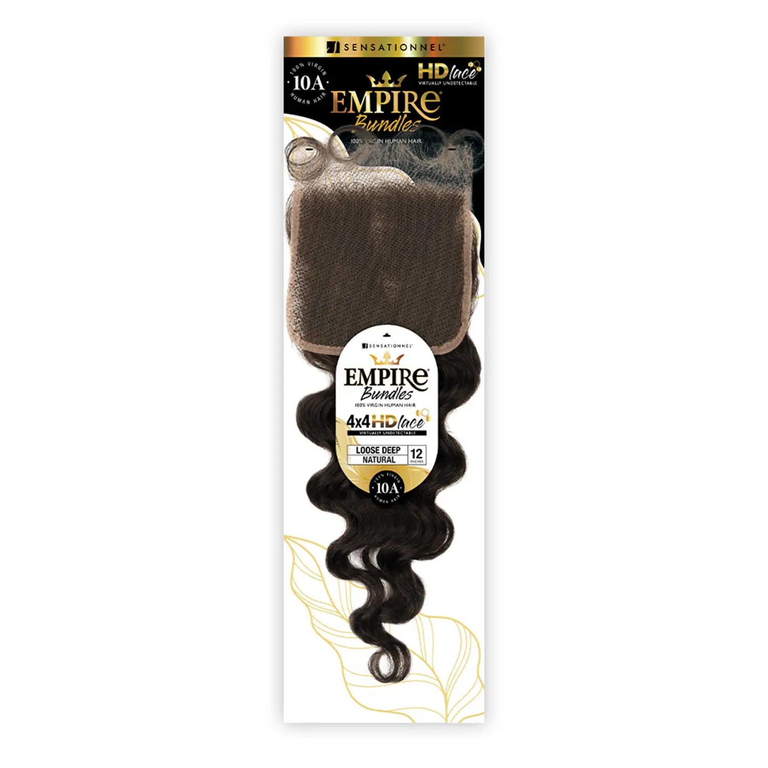Sensationnel Virgin Human Hair Weave Empire Bundle, 4X4 HD Lace Closure, Loose Deep Texture, 10-14" Long-Lasting Shine Human Hair Extensions & Pieces