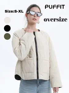 PUFFIT Machine Washable Water Repellent Quilted Crew Neck Puffer Jacket