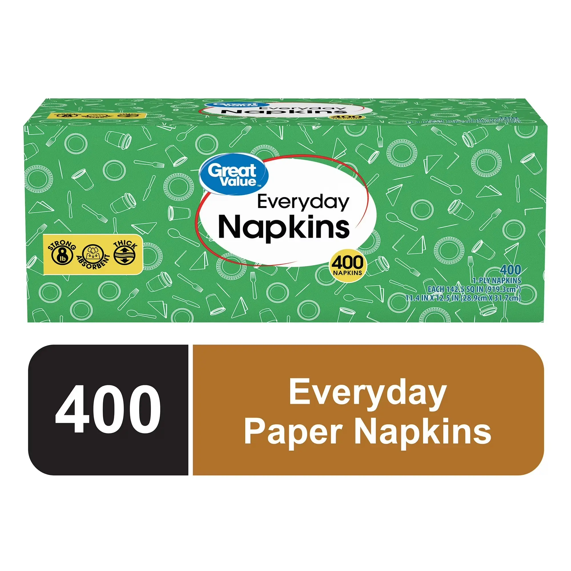 Great Value Everyday Paper Napkins, White, 400 Count – 1-Ply Disposable Napkins, Soft & Absorbent
