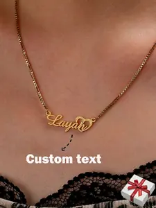 Customized Personalized Stainless Steel Name Necklace For Girls, Matte Letter Heart Pendant With Engraved Name