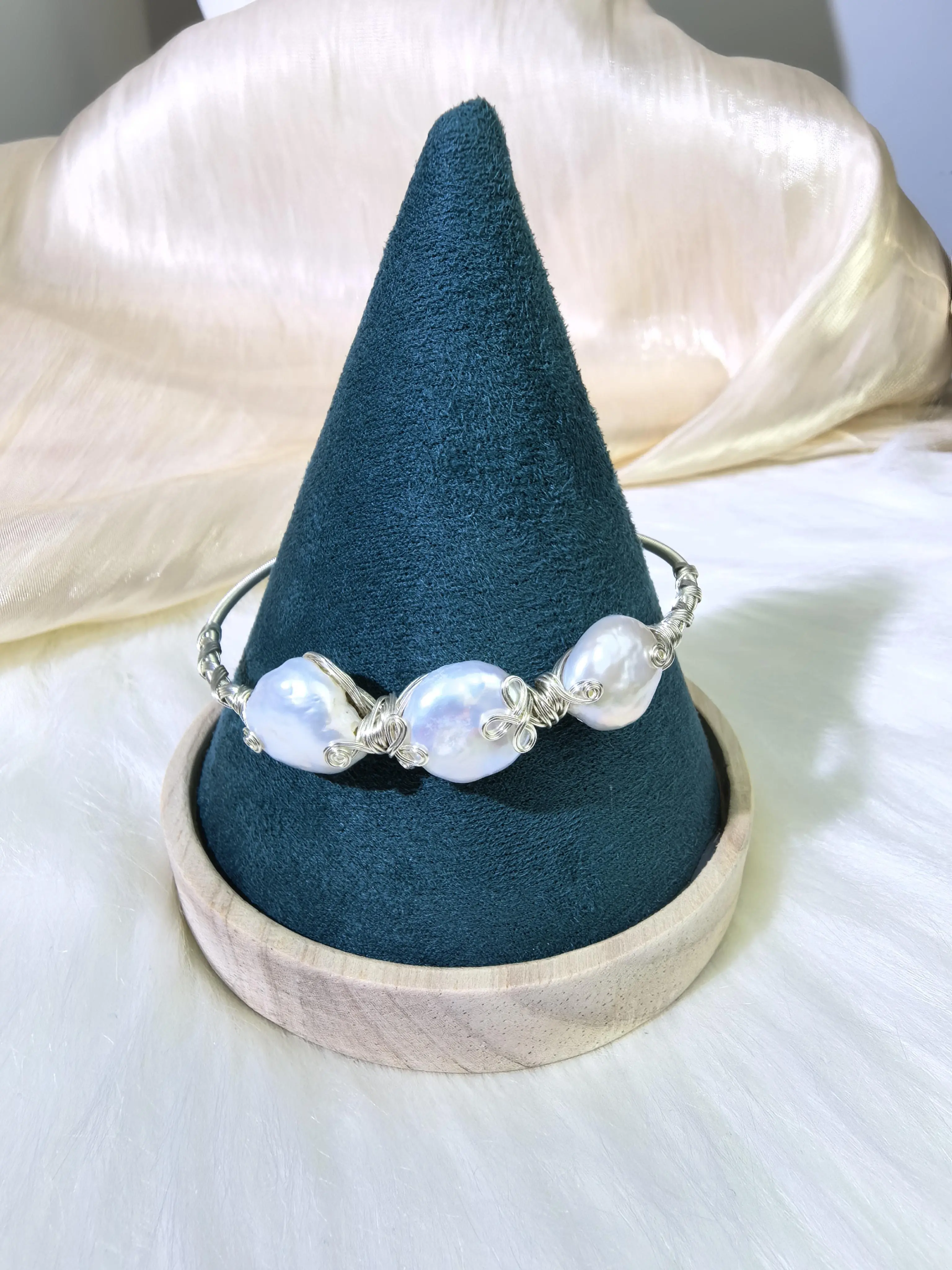 Pearl Bangle Pearl Bracelet Adjustable Size Handmade Natural  Pearl For Daily Gifts Birthday