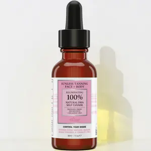 Divine Derriere Sunless Tanning Serum Face Self Tanner Drops Vegan Cruelty-Free Infused with Raw Decadent Oils Botanicals & Amino Acids for Natural Glow Serum