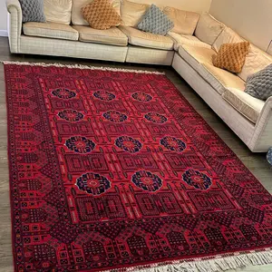 Handmade Wool Rug 10 x 6,7” ft - Ivory Border, Oriental Design