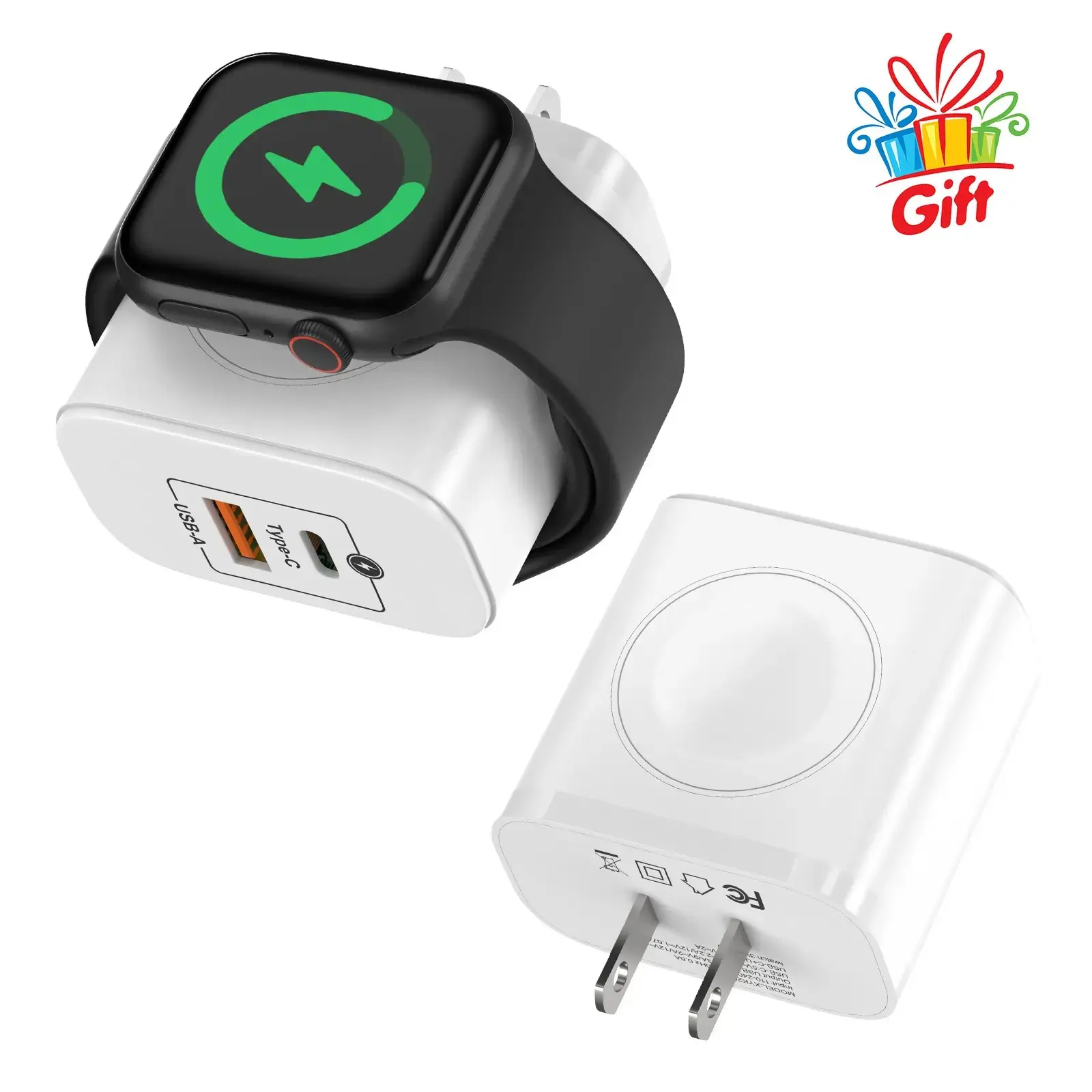 3-in-1 Magnetic Wireless Cordless PD USB-C Wall Charger Block - 20W Fast Charging, Compatible with iWatch Ultra/9/8/7/6, iPhone 17/17 Pro/16/16 Pro/15 Series, Electronic Cellphone, Apple Watch Seires Protection Port