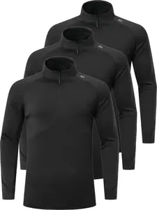 Men's Muscle Fitness Sport Long Sleeve T-Shirt, Half-Zip Stand Collar Quick-Dry High Elastic Breathable，Gym Athletic Clothes for Gym Workout Hiking Fishing Camping, Men's Top for All Seasons