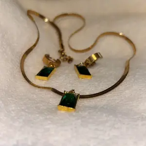 Women's Stainless Steel Imitated Crystal Necklace Earrings Set, Fashion Jewelry for Daily Wear, Elegant Accessory for Women