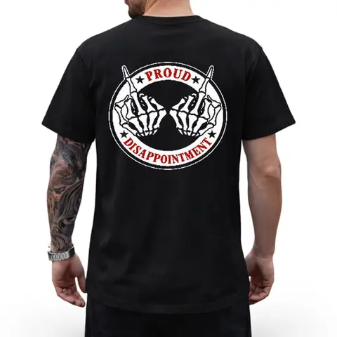 PROUD DISAPPOINTMENT Defiant Bone Hand Print Men's T-Shirt, Top Menswear Cotton Tee Shirt, Unisex Fashion, Soft Fabric, ShortSleeve, Regular Fit, Casual Streetwear Classic