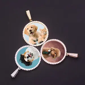 Customized Hip Hop XL Round Pendant Large Personalized Photo Picture Memory Men's Necklace Gift Jewelry