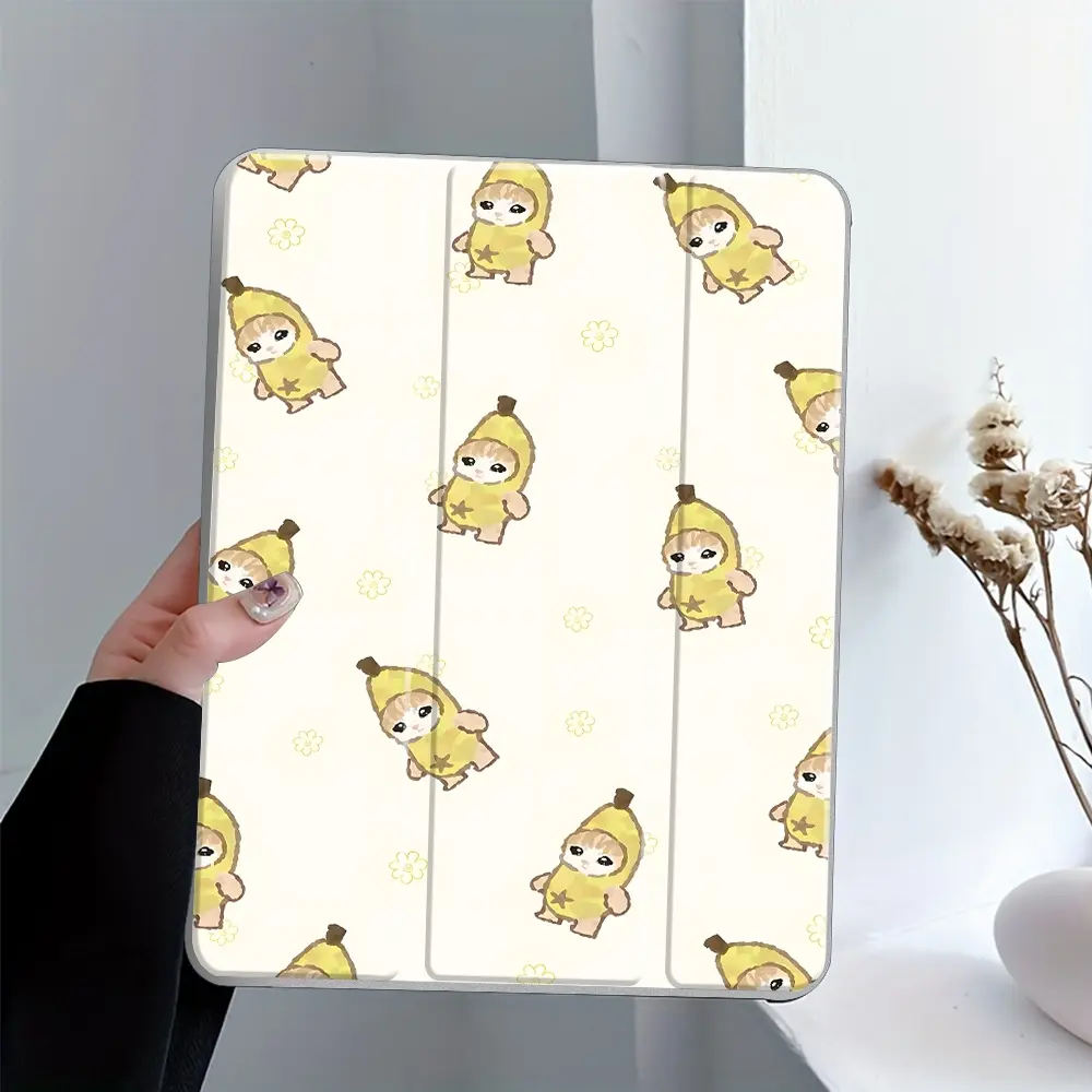 Banana Doll Cartoonl Design iPad Case, Accessories, Transparent Acrylic Hard Back Panel With Pencil Slot, Suitable for Ipad mini pro air. Scratch-resistant Ultra-thin, Shock-resistant Full Cover Protective Case Protection Suitable for Offices Schools