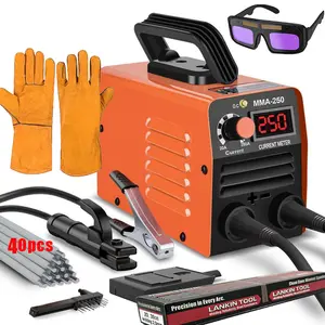 GNIWELDER Super Mini Stick Welder Machine,110V 250A ARC Portable MMA Welding Machine for Beginners,Welding Machine with 40pcs Welding Rod Tools,IGBT Inverter Welder,Hot Start Arc Force Anti-stick (Orange)