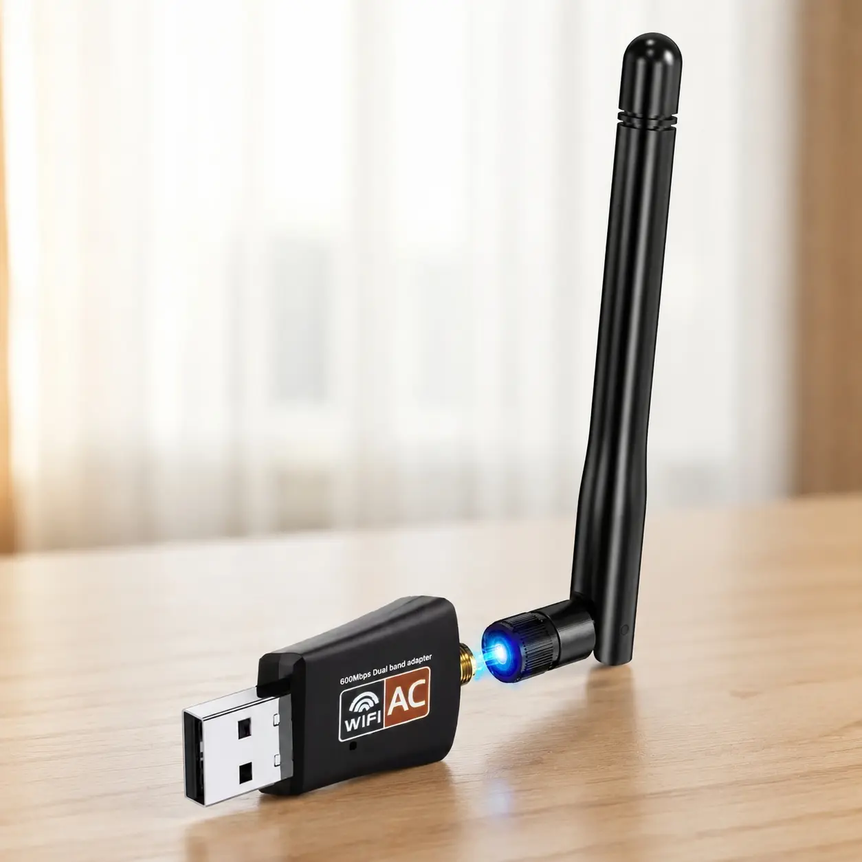 AC600Mbps USB WiFi Adapter for PC Desktop & Laptop, Dual Band 2.4G/5GHz with External Antenna, Windows 11/10/8/7/XP/VISTA Mac Linux, Plug and Play, Stable High Speed Wireless Internet Network Dongle.