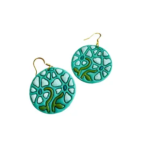 Floral Mosaic Teal Earrings
