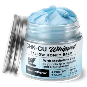 Copper Peptides GHK-Cu Beef Tallow for Skin: Blue Balm with Methylene Blue, Manuka Honey & Vitamin E – Natural Face and Body Moisturizer for Mature, Dry & Delicate Skin – 2oz