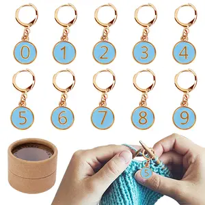 10 Pcs Crochet Stitch Markers – Colorful alloy glaze numbered needle clips for knitting and crochet projects. Durable metal locking markers for counting stitches, DIY sewing crafts and handmade yarn accessories.