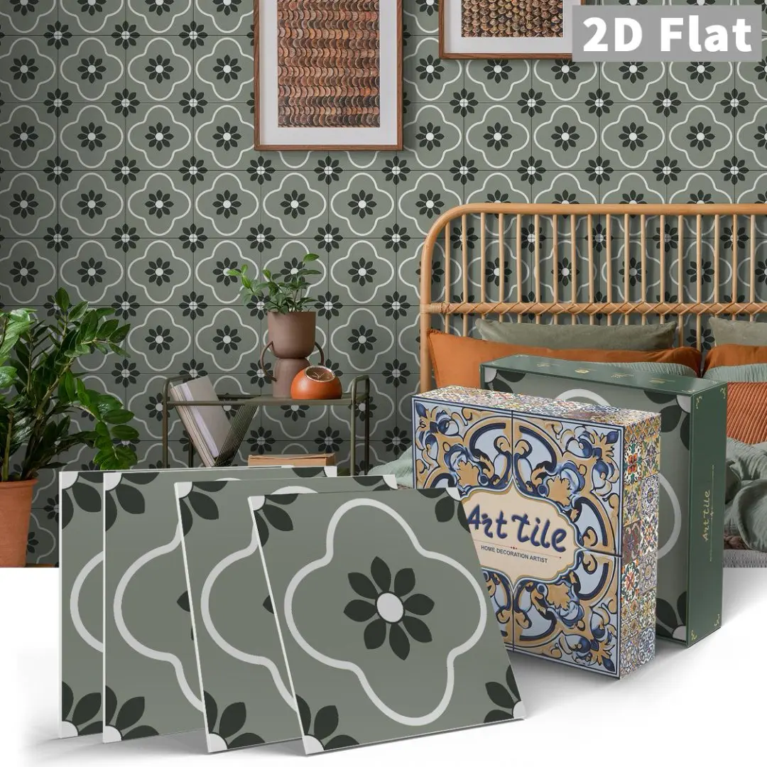 12/24-piece Bohemian style self-adhesive wall tiles - Waterproof vinyl wallpaper, floral and geometric patterns easy to peel and stick, durable home decor, bathroom wall tiles, kitchen backsplash, modern decor, floral tile design.