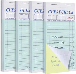 4 Pack Server Note Pads, Double Part Guest Check Books for Servers, Waitress Notepad for Restaurants  Order, 100 Sheets/Pad, Carbon Copy for Guest Checks