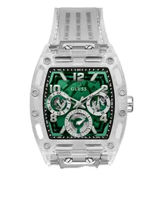 GUESS Male Transparent Silicon Multifunction Watch