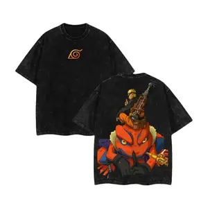 Nanadaime Hokage Naruto x Gamakichi Anime Double Printed Vintage Washed Tee Unisex Oversize Anime Manga Washed Heavyweight Gift For Naruto Fan, Anime Lover
