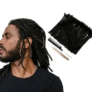 CCLG Handmade locgang Dreadlock Extensions 0.4-0.8cm Thickness 4-12 Inches Premium Real Human Hair Dye & Bleach Ready for Natural basic Styles locextensionss add length natural color