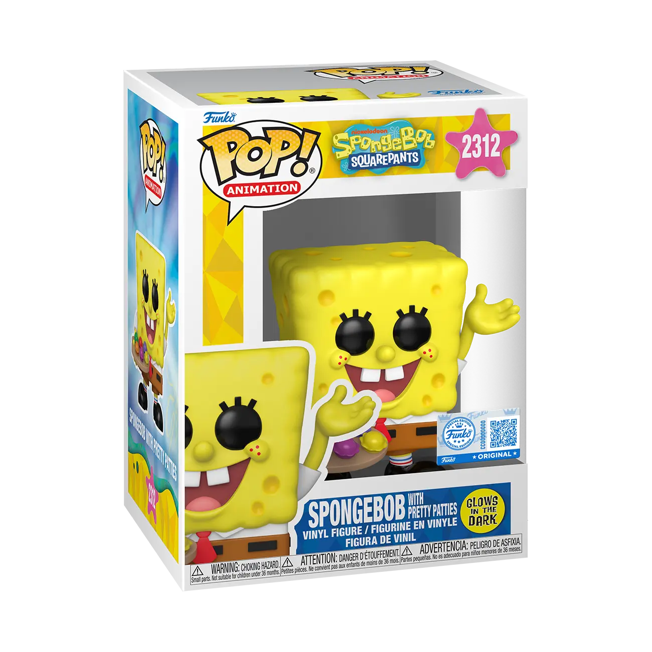 FUNKO POP! Exclusive Glow-In-The-Dark Spongebob Figurine with Patties, Collectibles