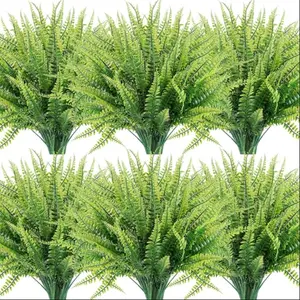Realistic Plant Decor, Fake Boston Fern Leaf Outdoor UV Resistant Plastic Garden Decoration, Outdoor Faux Plants, Durable Window Box Ornament