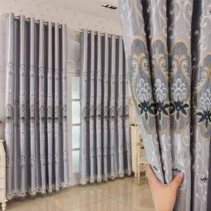 European Luxury Embroidered Curtains, UV Protection, Darkening Drapes for Living Room, Bedroom, Kitchen, Balcony, High-Quality Floral Pattern, Home Textile, Interior Decoration Accessories