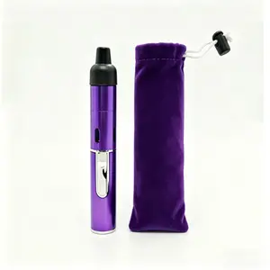 Purple Refillable Jet Flame Torch Lighter with Velvet Pouch, Slim Windproof Lighter for Daily Carry, No Gas Included