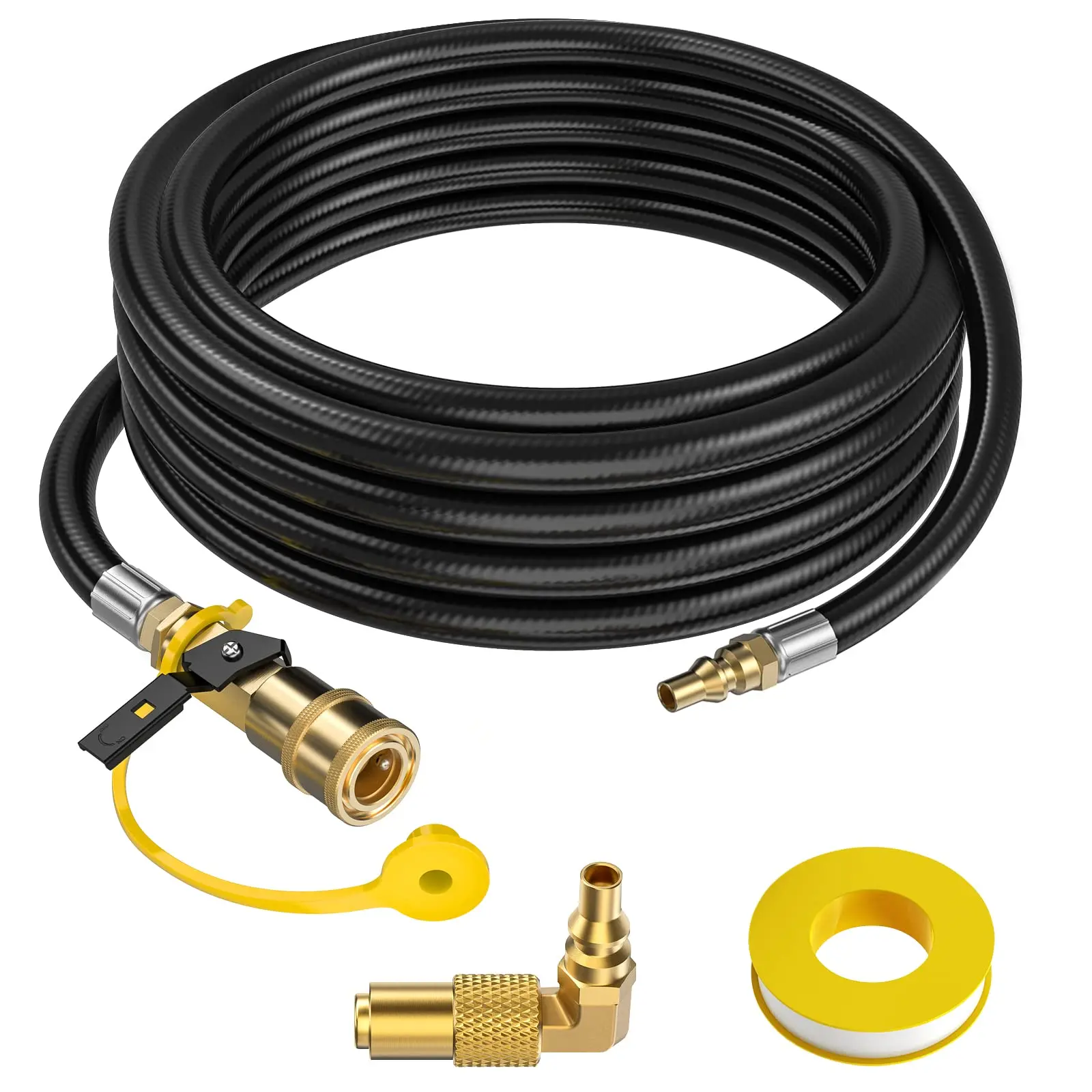 Crazy Discounts! 20ft 1/4" RV Quick Connect Hose, with Shutoff Valve & 90° Elbow, Perfect Fit for Blackstone – Limited Stock!