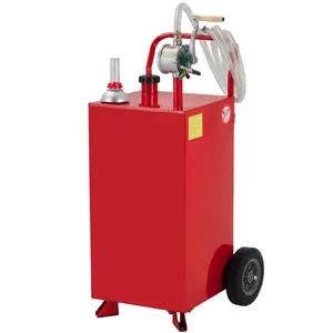 GARVEE 40 Gallon Portable Fuel Caddy with Manual Transfer Pump, Diesel and Gasoline Container, Equipped with 2 Wheels for Easy Transport, Ideal for Cars, Lawn Mowers, ATVs, and Boats, Red